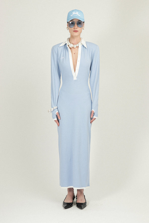 rowen rose Long Sleeves Jersey Polo Dress