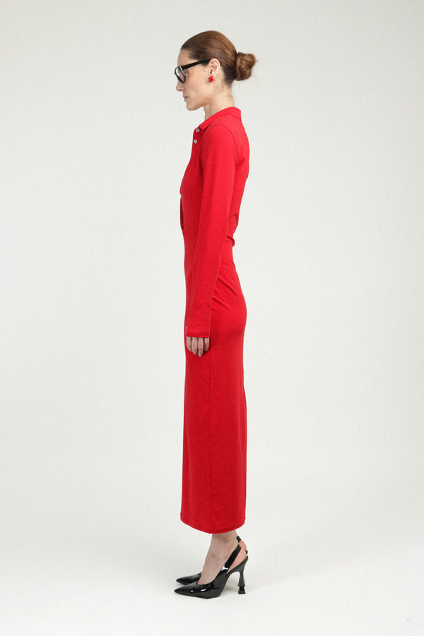 Rowen Rose Long Sleeves Jersey Polo Dress