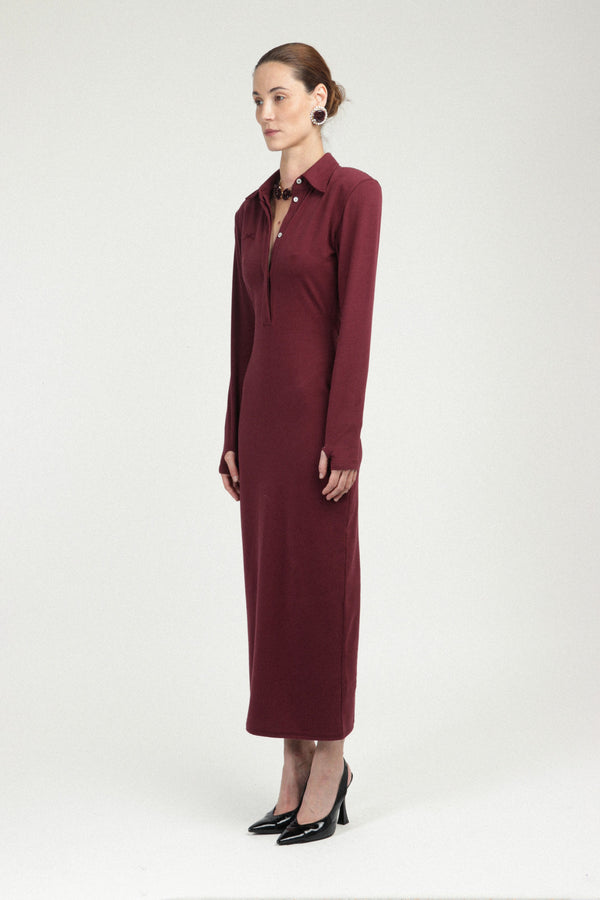 Rowen Rose Long Sleeves Jersey Polo Dress