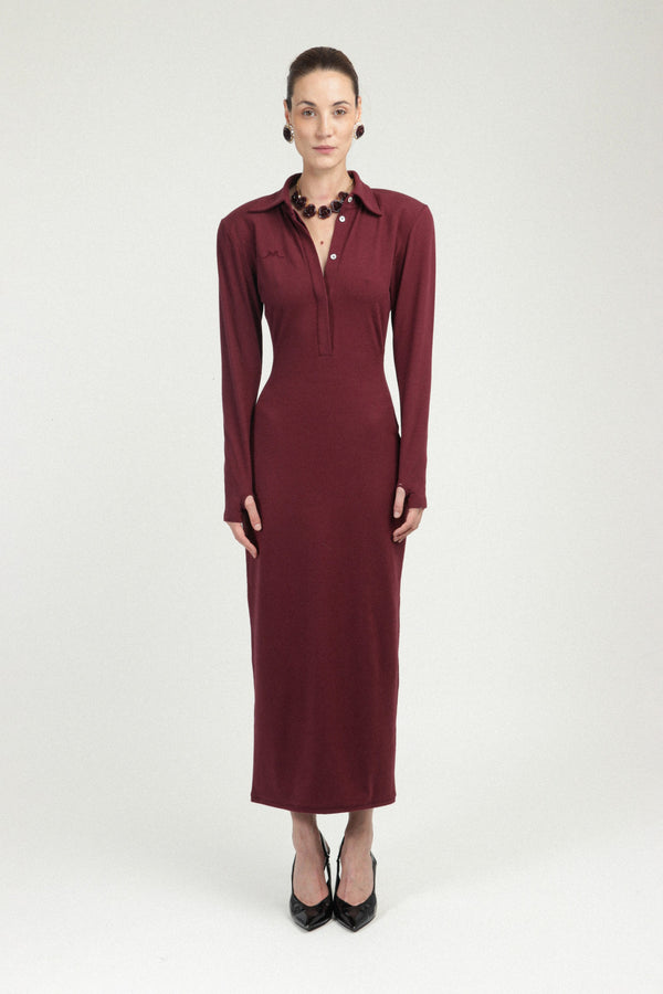 rowen rose Long Sleeves Jersey Polo Dress