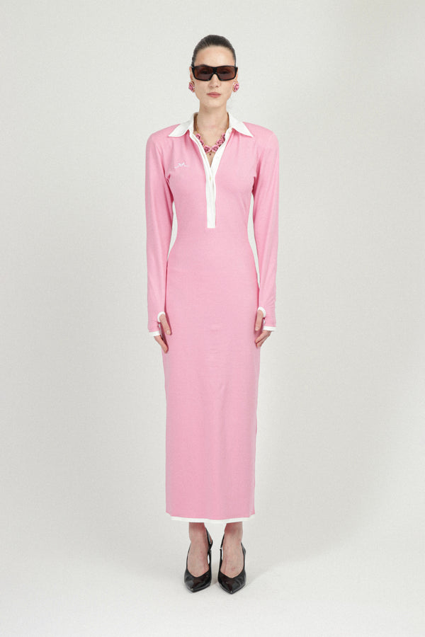 rowen rose Long Sleeves Jersey Polo Dress