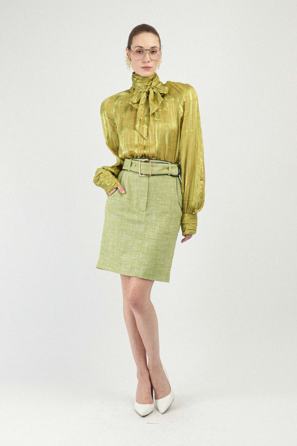 rowen rose Midi Tweed Skirt with Matching Belt