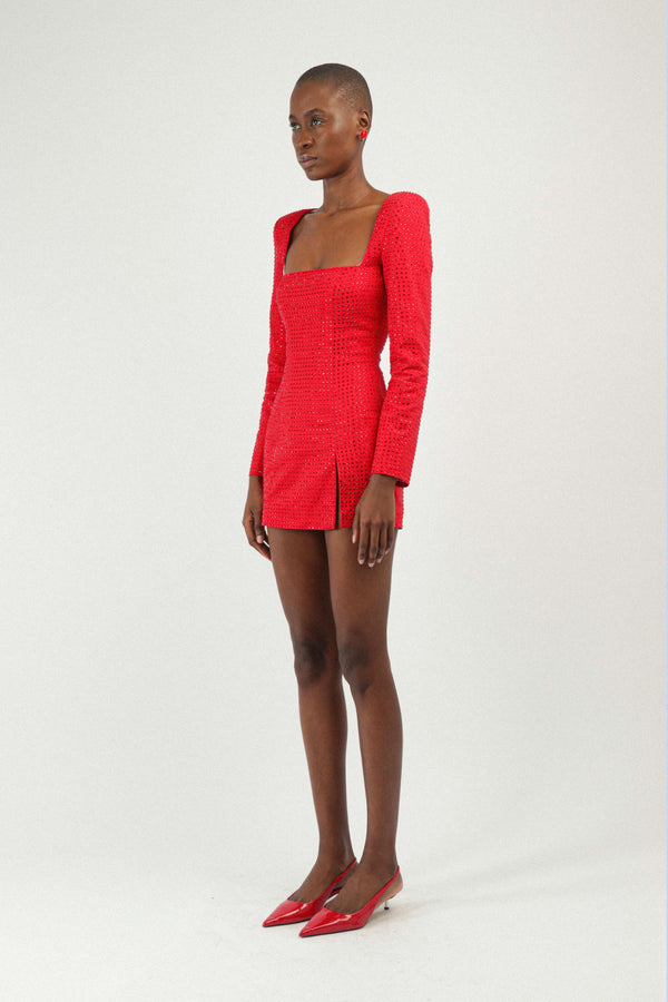 Rowen Rose Mini Dress With All-over Strass