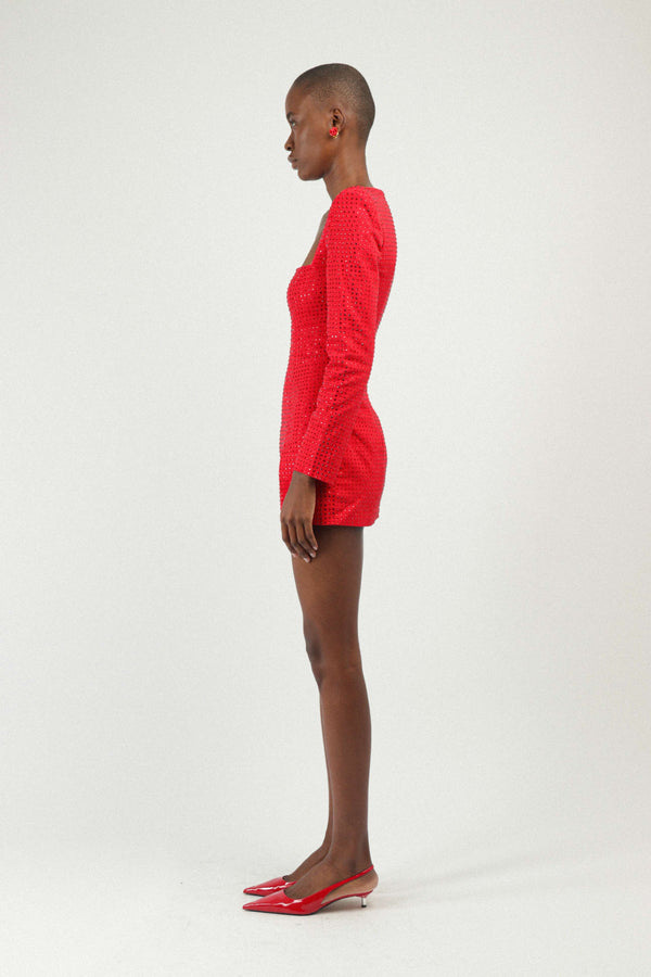 Rowen Rose Mini Dress With All-over Strass