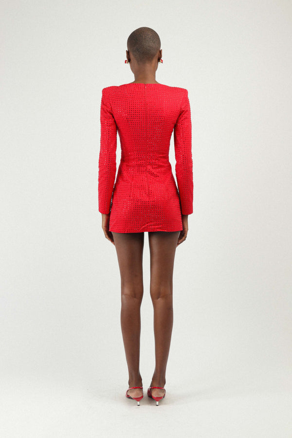 Rowen Rose Mini Dress With All-over Strass