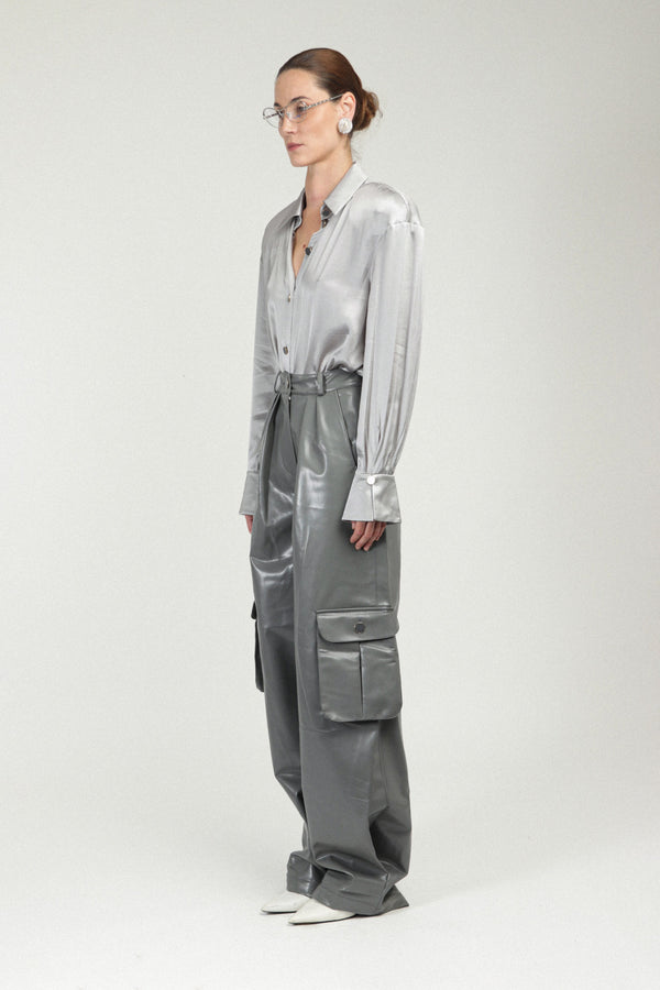 Rowen Rose Oversized Satin Silk Shirt