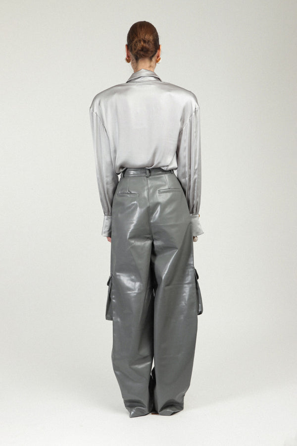 Rowen Rose Oversized Satin Silk Shirt