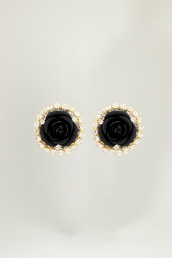 rowen rose Oversized Strass Rose Earrings