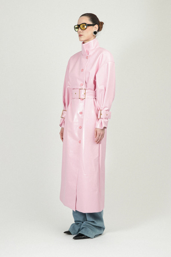 Rowen Rose Oversized Trench Coat In Eco-leather