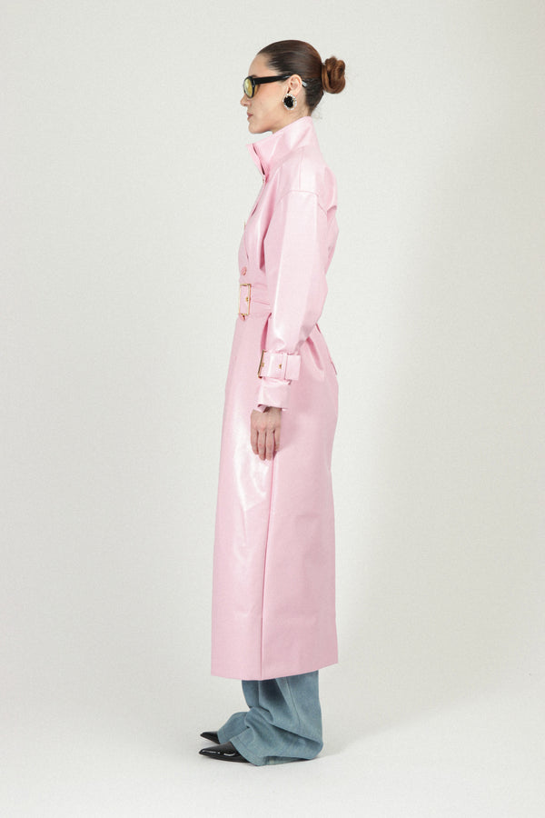 Rowen Rose Oversized Trench Coat In Eco-leather