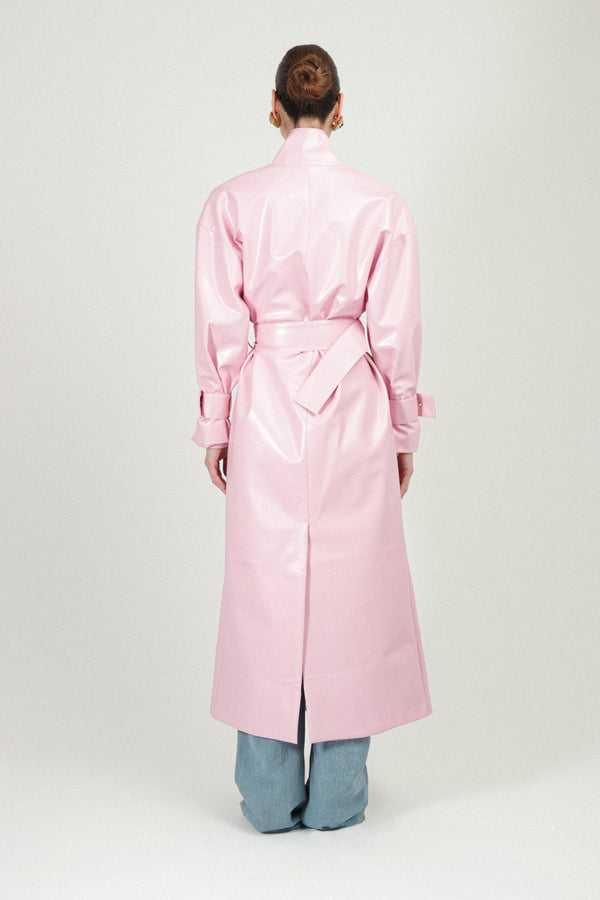 Rowen Rose Oversized Trench Coat In Eco-leather