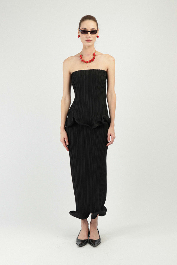 rowen rose Pleated Georgette Bustier Top