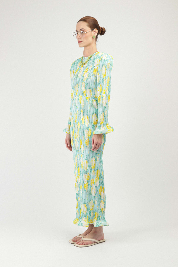 Rowen Rose Pleated Georgette Long Dress