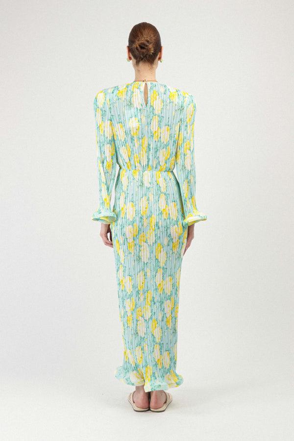 Rowen Rose Pleated Georgette Long Dress