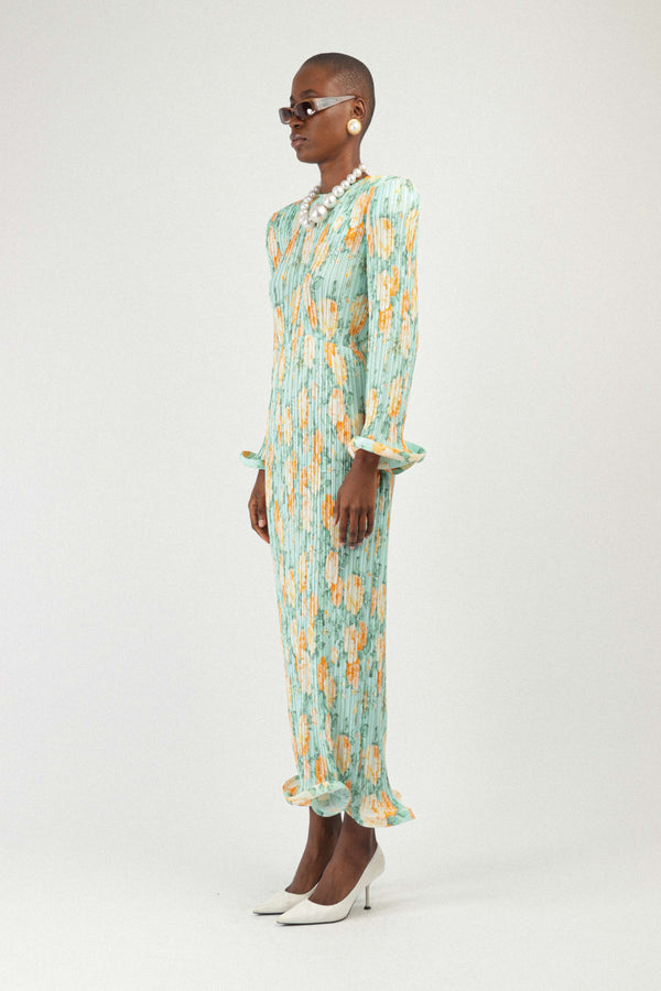 Rowen Rose Pleated Georgette Long Dress