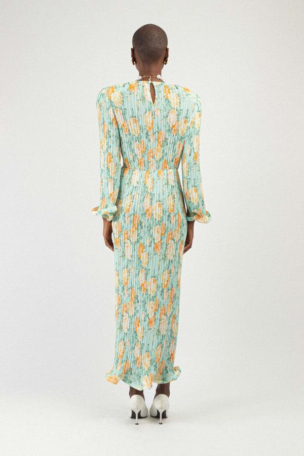 Rowen Rose Pleated Georgette Long Dress