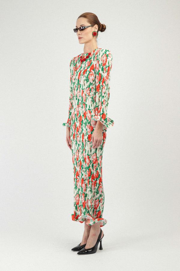 Rowen Rose Pleated Georgette Long Dress