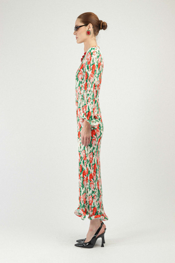 Rowen Rose Pleated Georgette Long Dress