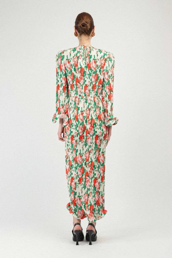 Rowen Rose Pleated Georgette Long Dress