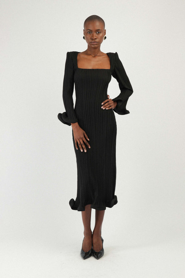 rowen rose Pleated Georgette Long Dress