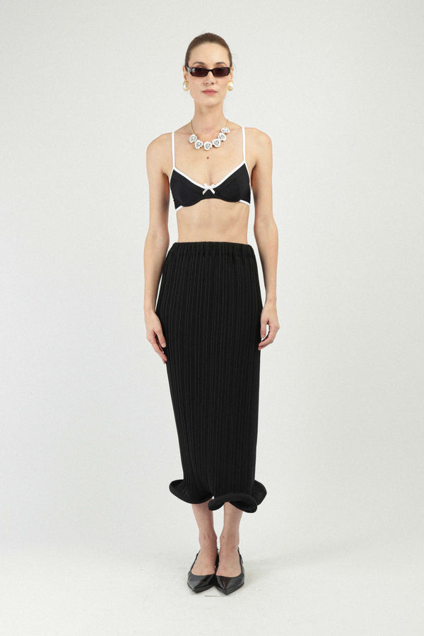 rowen rose Pleated Georgette Long Skirt