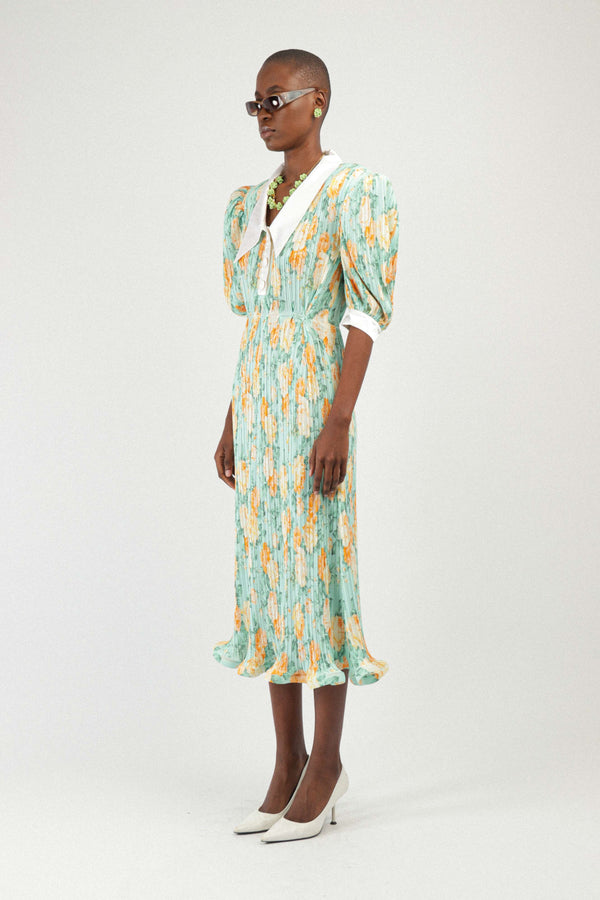 Rowen Rose Pleated Georgette Polo Dress