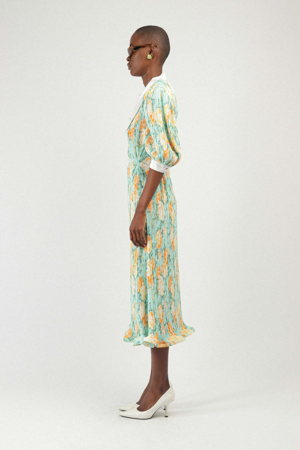 Rowen Rose Pleated Georgette Polo Dress