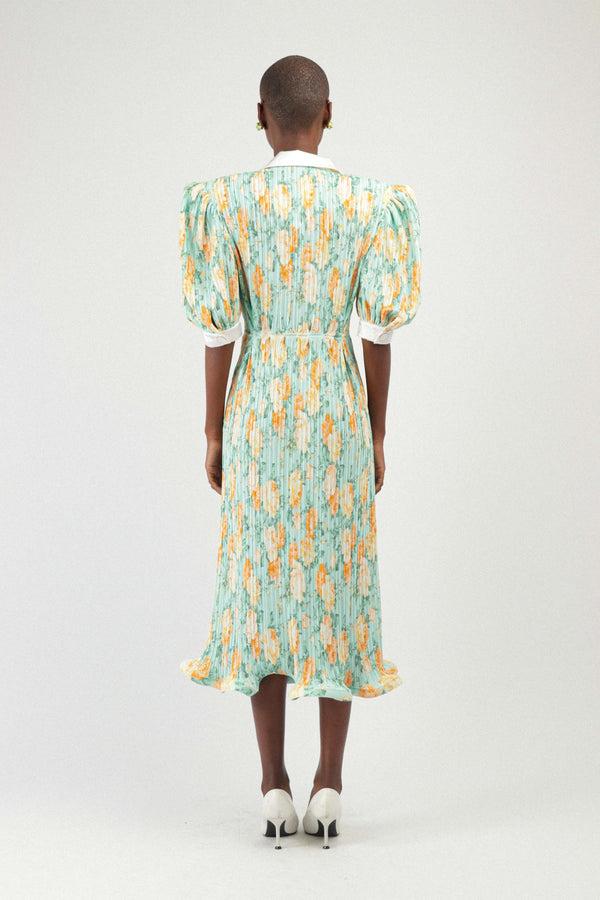 Rowen Rose Pleated Georgette Polo Dress