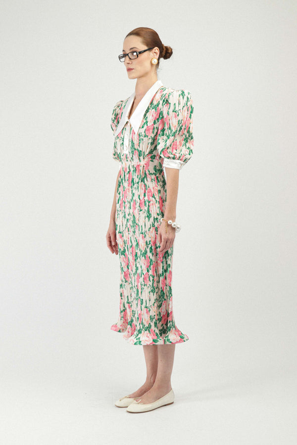 Rowen Rose Pleated Georgette Polo Dress