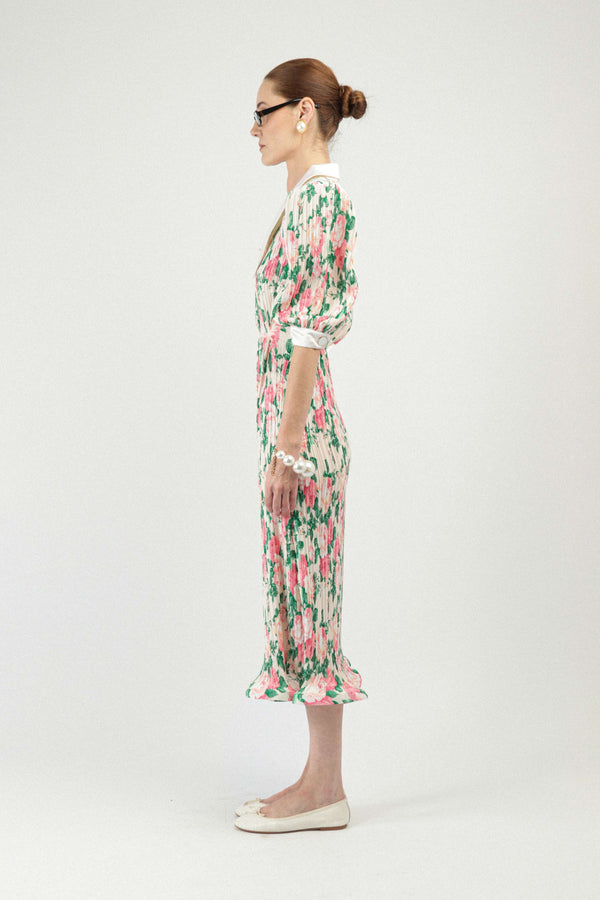 Rowen Rose Pleated Georgette Polo Dress