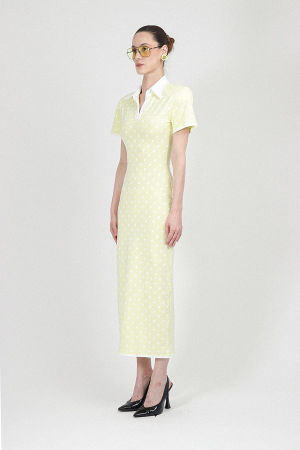 Rowen Rose Polka Dots Jersey Polo Dress