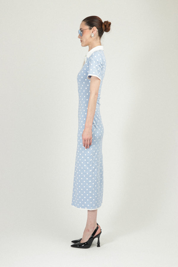 Rowen Rose Polka Dots Jersey Polo Dress