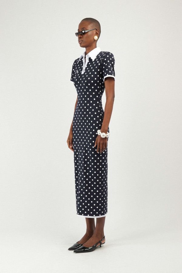 Rowen Rose Polka Dots Jersey Polo Dress