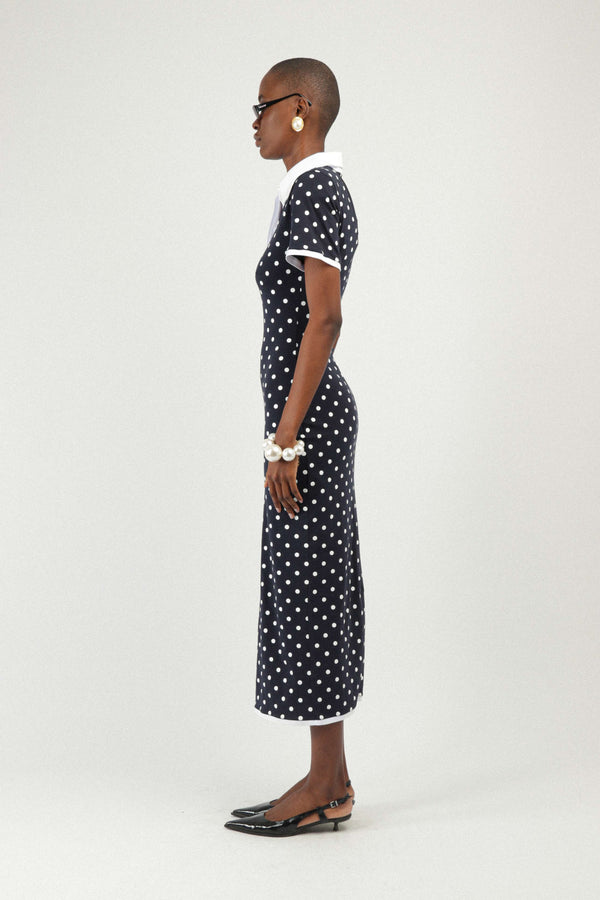 Rowen Rose Polka Dots Jersey Polo Dress