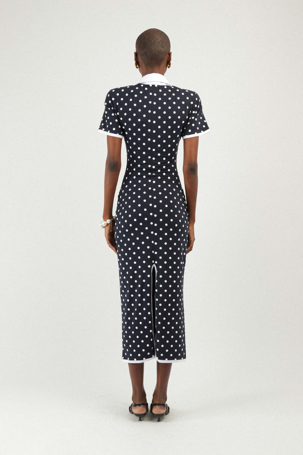 Rowen Rose Polka Dots Jersey Polo Dress