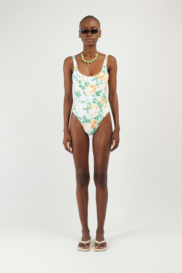 rowen rose Printed Backless One-piece Swimsuit