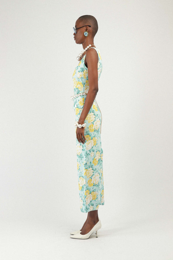 Rowen Rose Printed Long Dress With Pockets