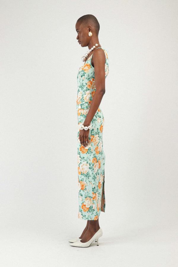 Rowen Rose Printed Long Dress With Pockets