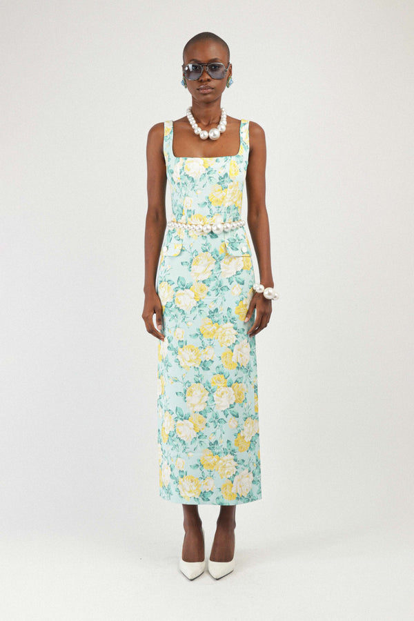 rowen rose Printed Long Dress with Pockets