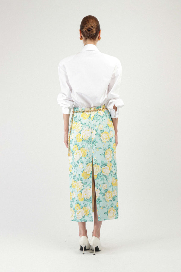 Rowen Rose Printed Long Skirt With Pockets