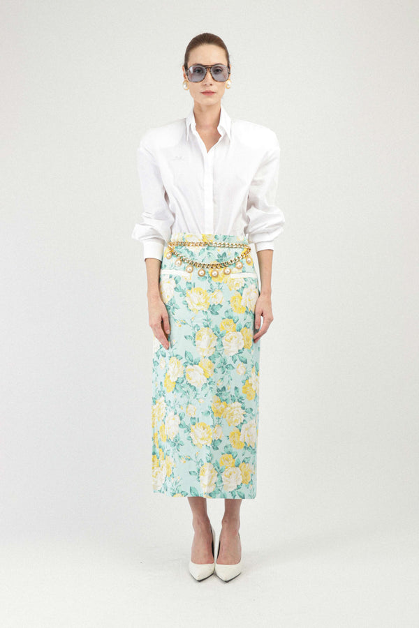 rowen rose Printed Long Skirt with Pockets