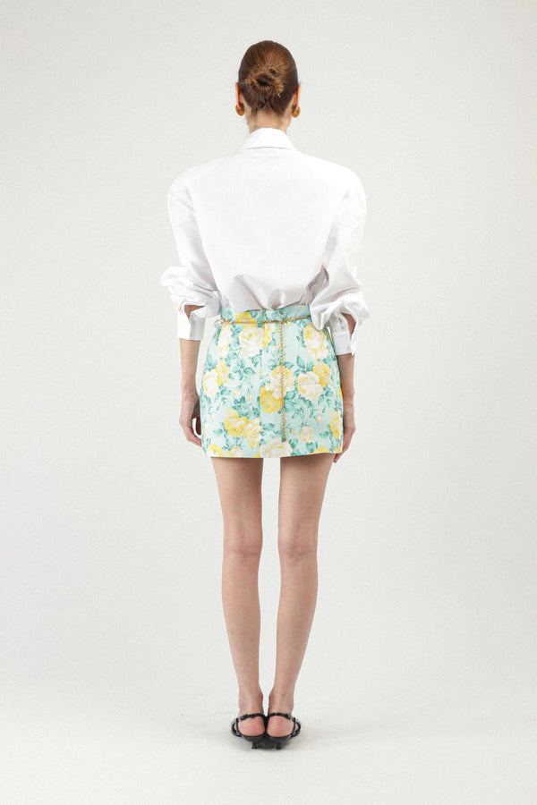 Rowen Rose Printed Mini Skirt With Pockets