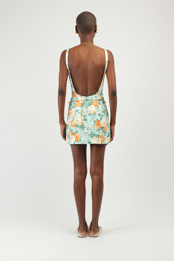 Rowen Rose Printed Mini Skirt With Pockets