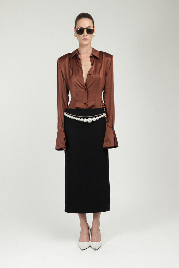 rowen rose Satin Silk Shirt