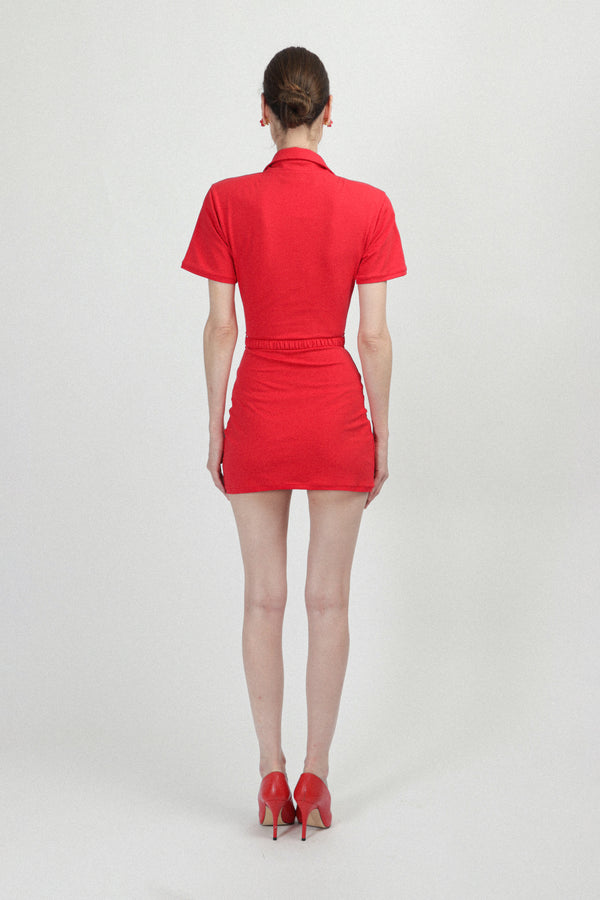 Rowen Rose Short Sleeves Jersey Mini Polo Dress