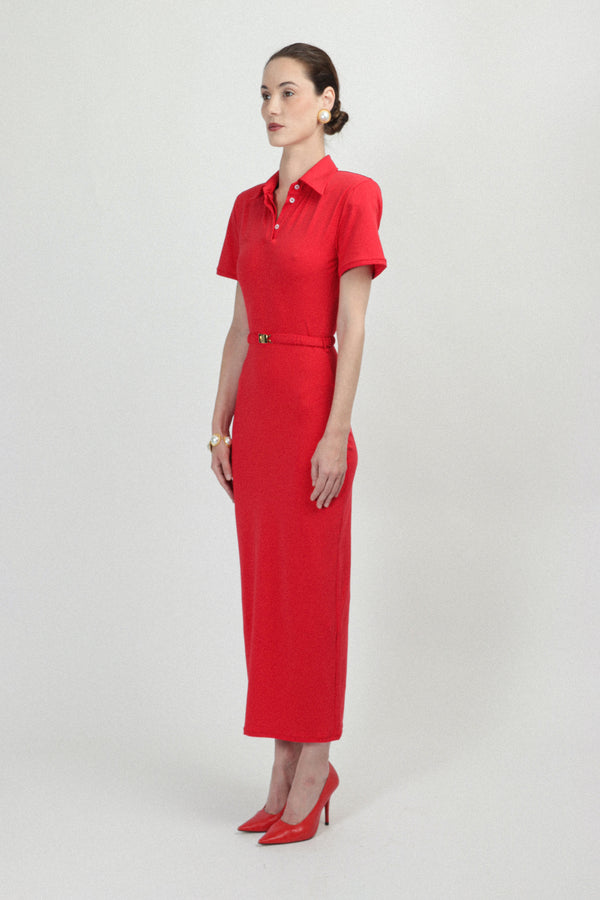 Rowen Rose Short Sleeves Jersey Polo Dress