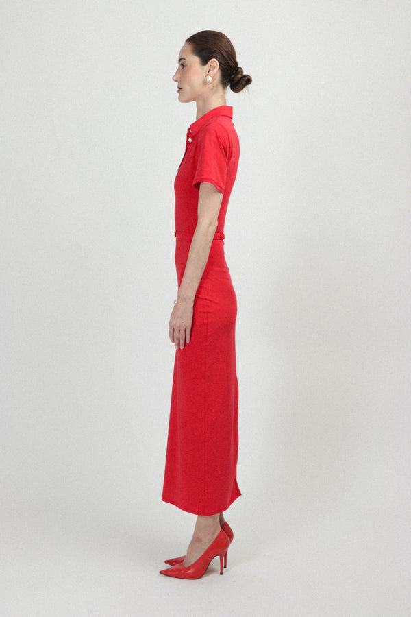 Rowen Rose Short Sleeves Jersey Polo Dress