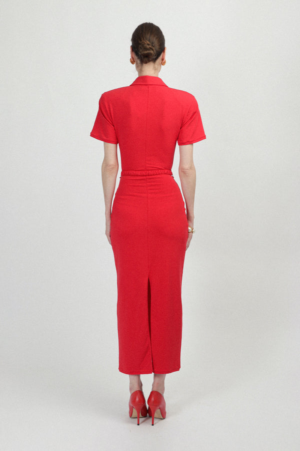 Rowen Rose Short Sleeves Jersey Polo Dress