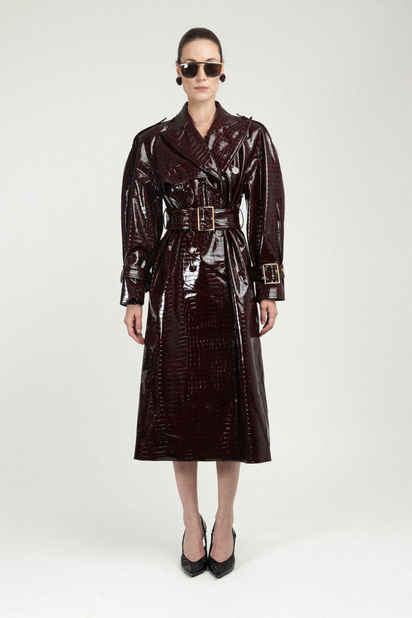rowen rose Trench Coat in Croco Vinyle