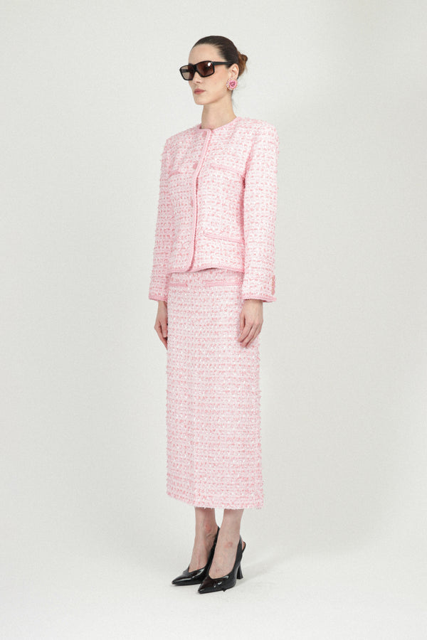 Rowen Rose Tweed Jacket With Fake Pockets